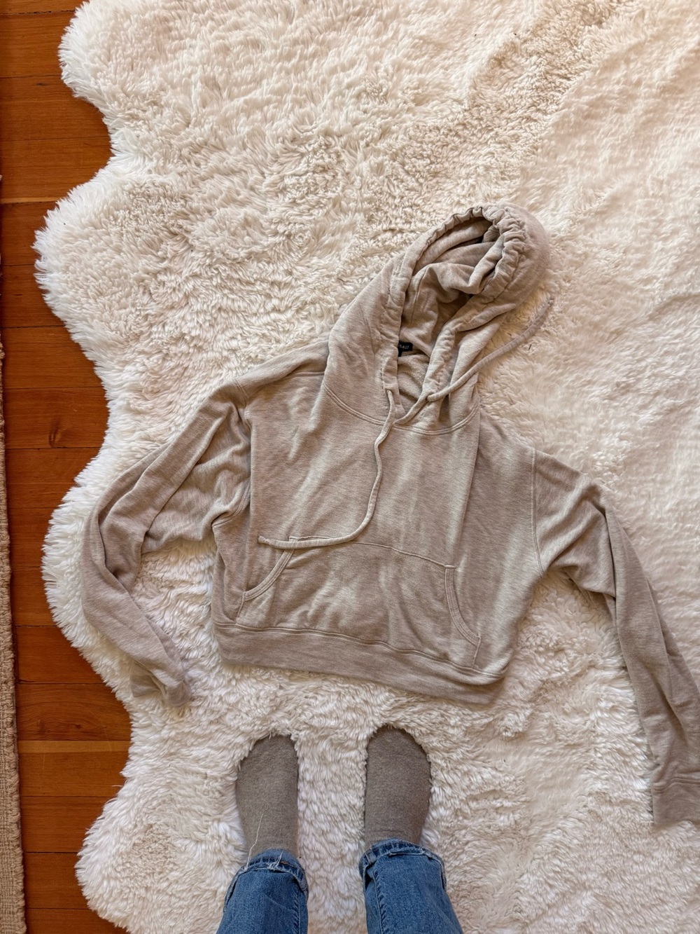Cropped Hoodie in Taupe Bleu Salt